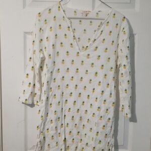 J. Crew White Tunic with Pineapple Print